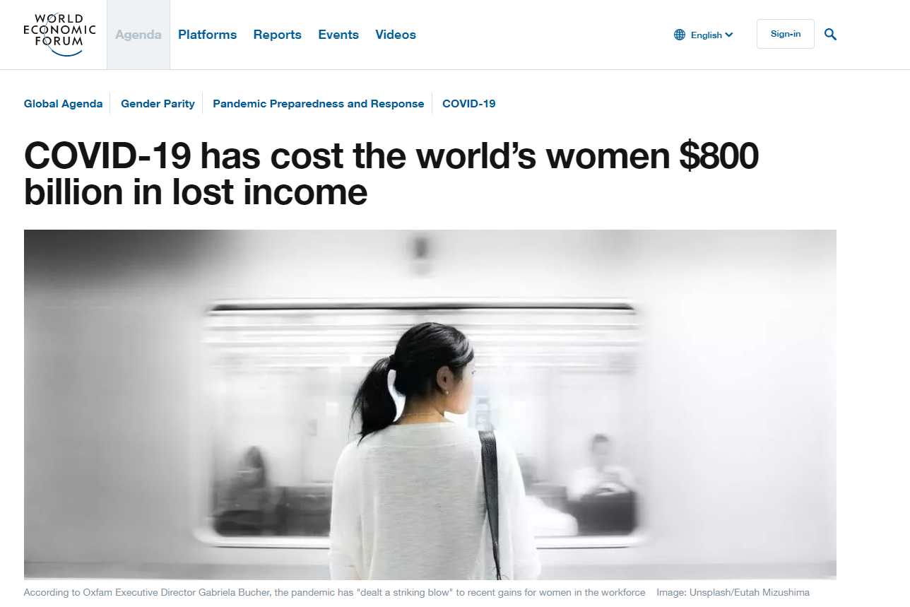 COVID-19 has cost the world’s women $800 billion in lost income