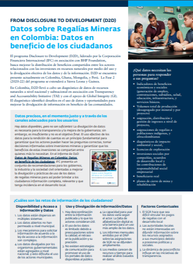 [Spanish Version] Aspectos Clave: Datos sobre Regalías Mineras en Colombia: Datos en beneficio de los ciudadanos